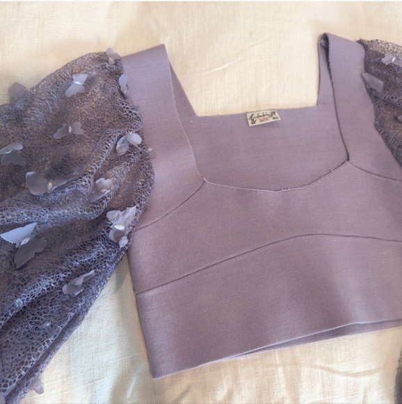 Free People Lilac Butterfly Sleeve Ethereal Fairy Top, Size M - Picture 3 of 5